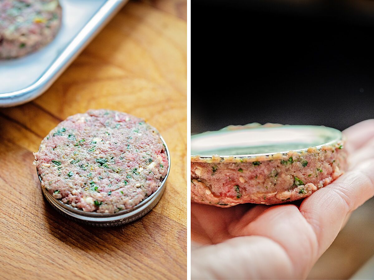 Use a canning lid (2 ⅞ diameters) of an 8-ounce Mason jar to form the patties.