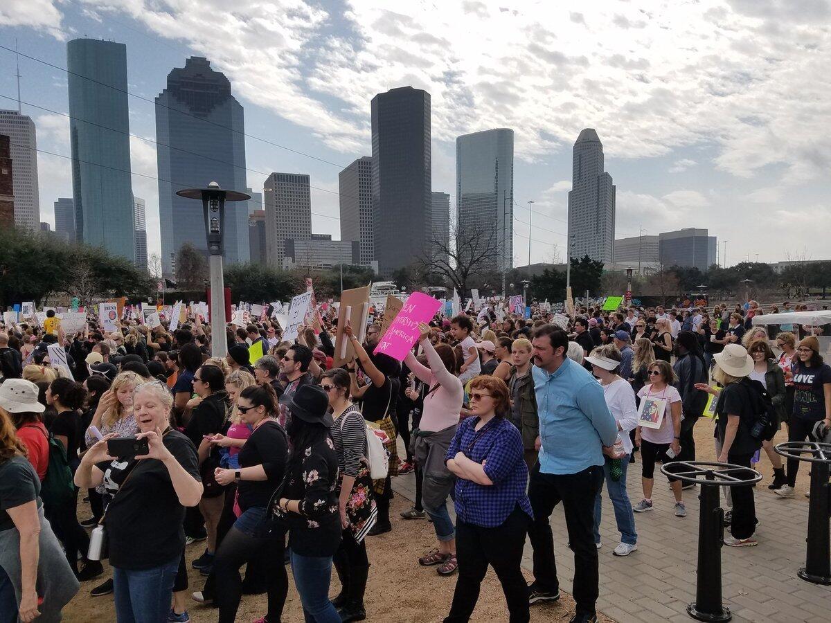 Houston police say 6,000 people have arrived for the women's march. Organizers say it is closer to 20,000.
