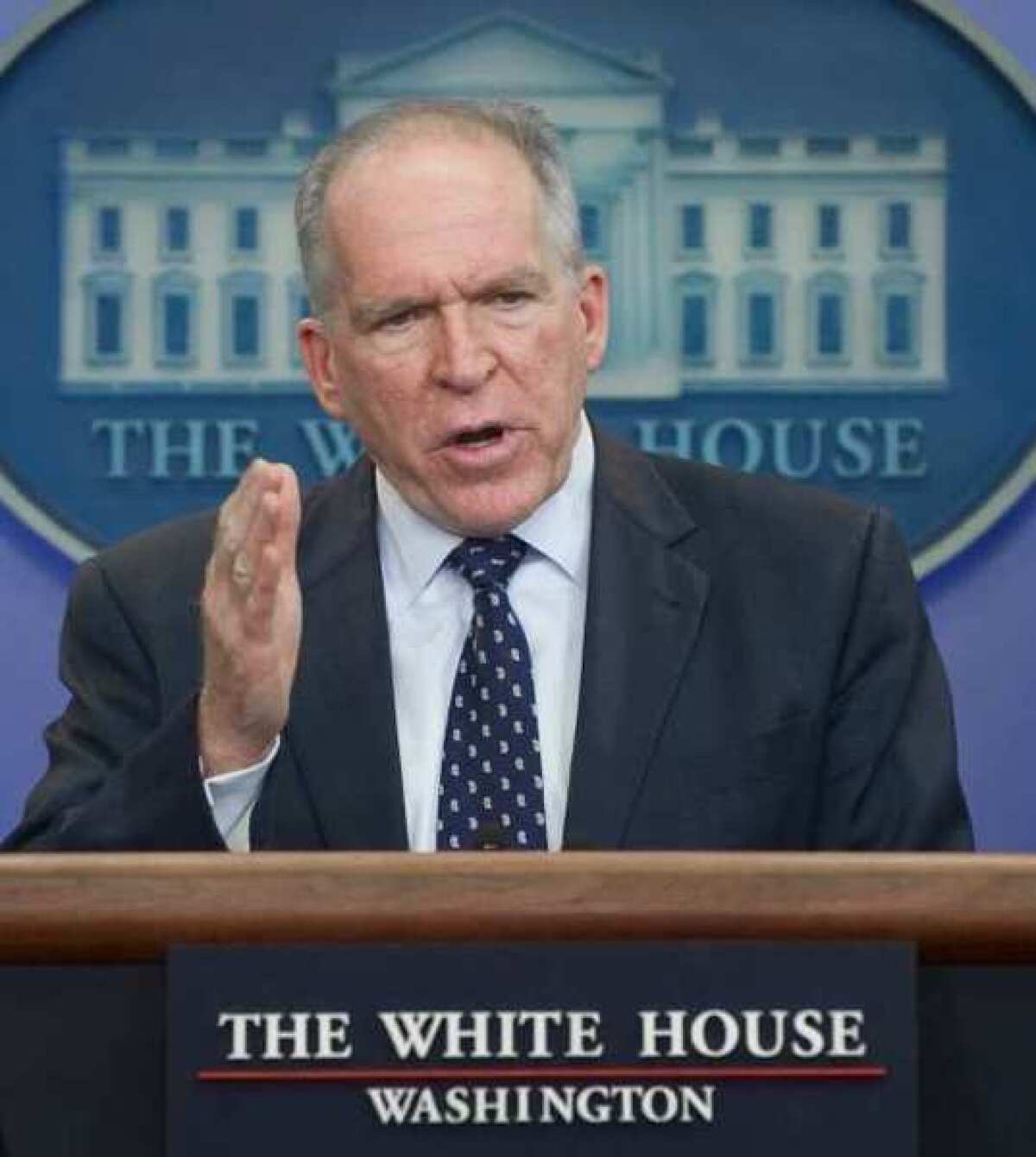 White House counterterrorism adviser John O. Brennan, shown speaking during a daily press briefing, recently defended the Obama administration's use of drones as "legal, ethical and wise."