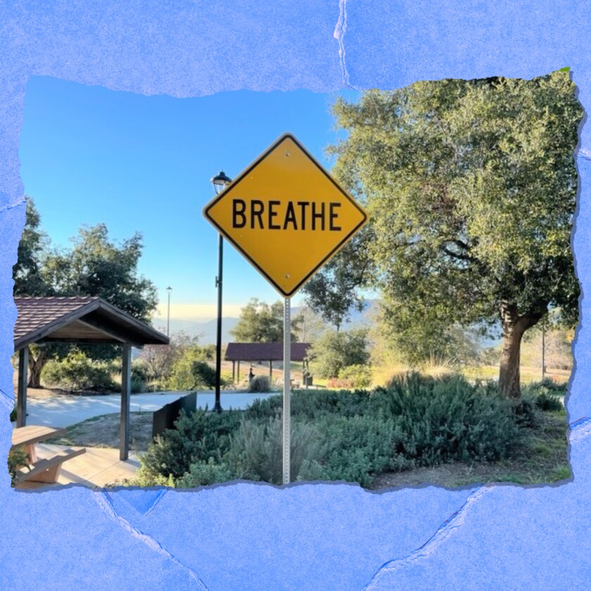 A hazard sign has one word: Breathe.