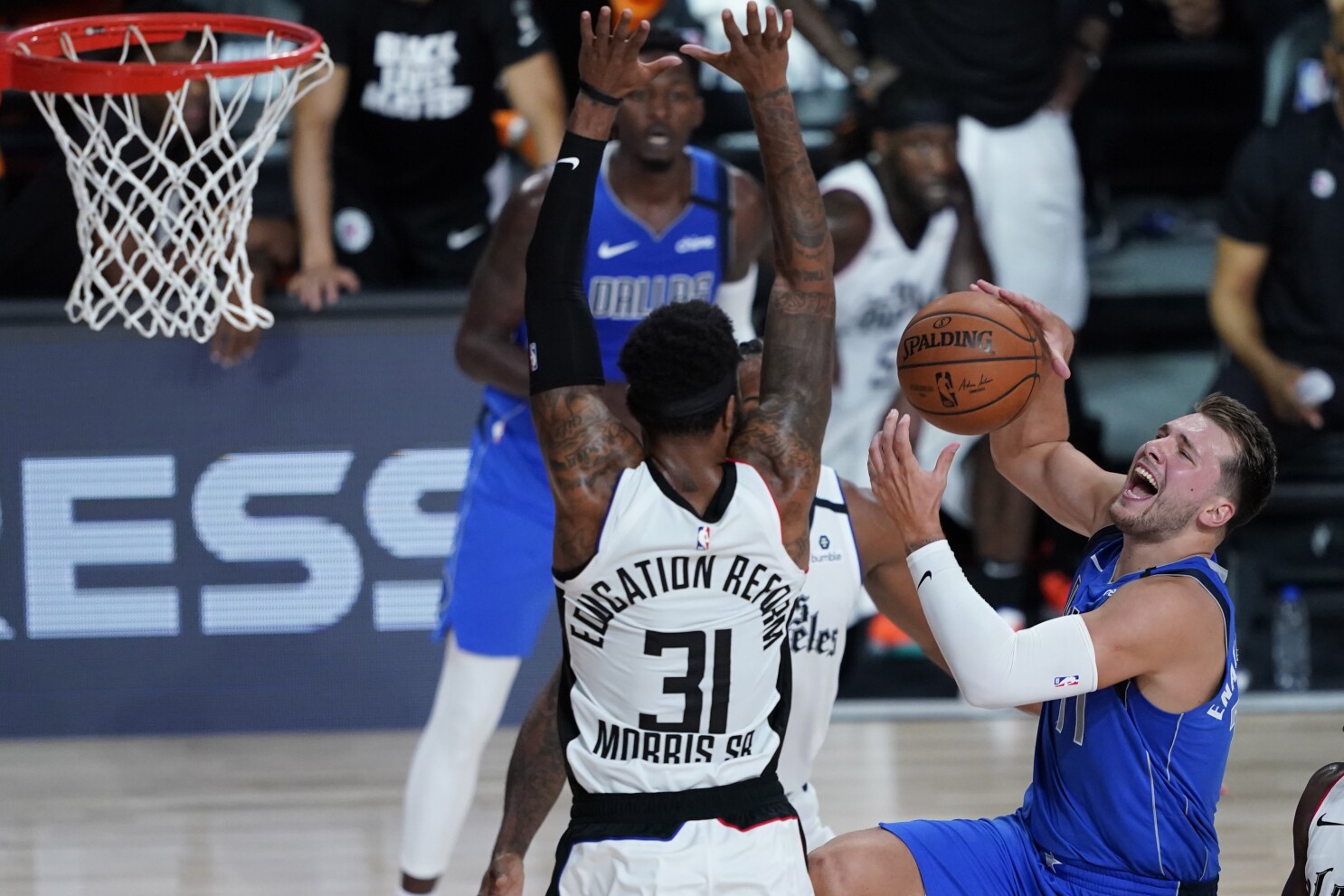 Clippers Marcus Morris Denies Trying To Hurt Luka Doncic Los Angeles Times