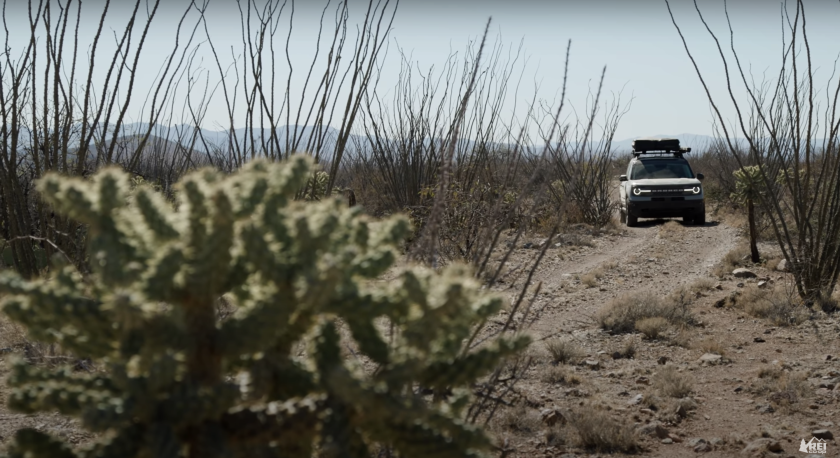 A Ford Bronco Sport SUV is shown in an ad.