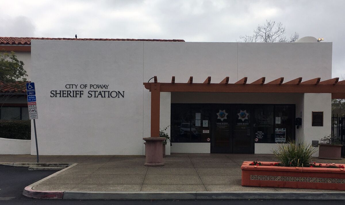 The Poway Sheriff's station occupies a building behind the Poway Library. 