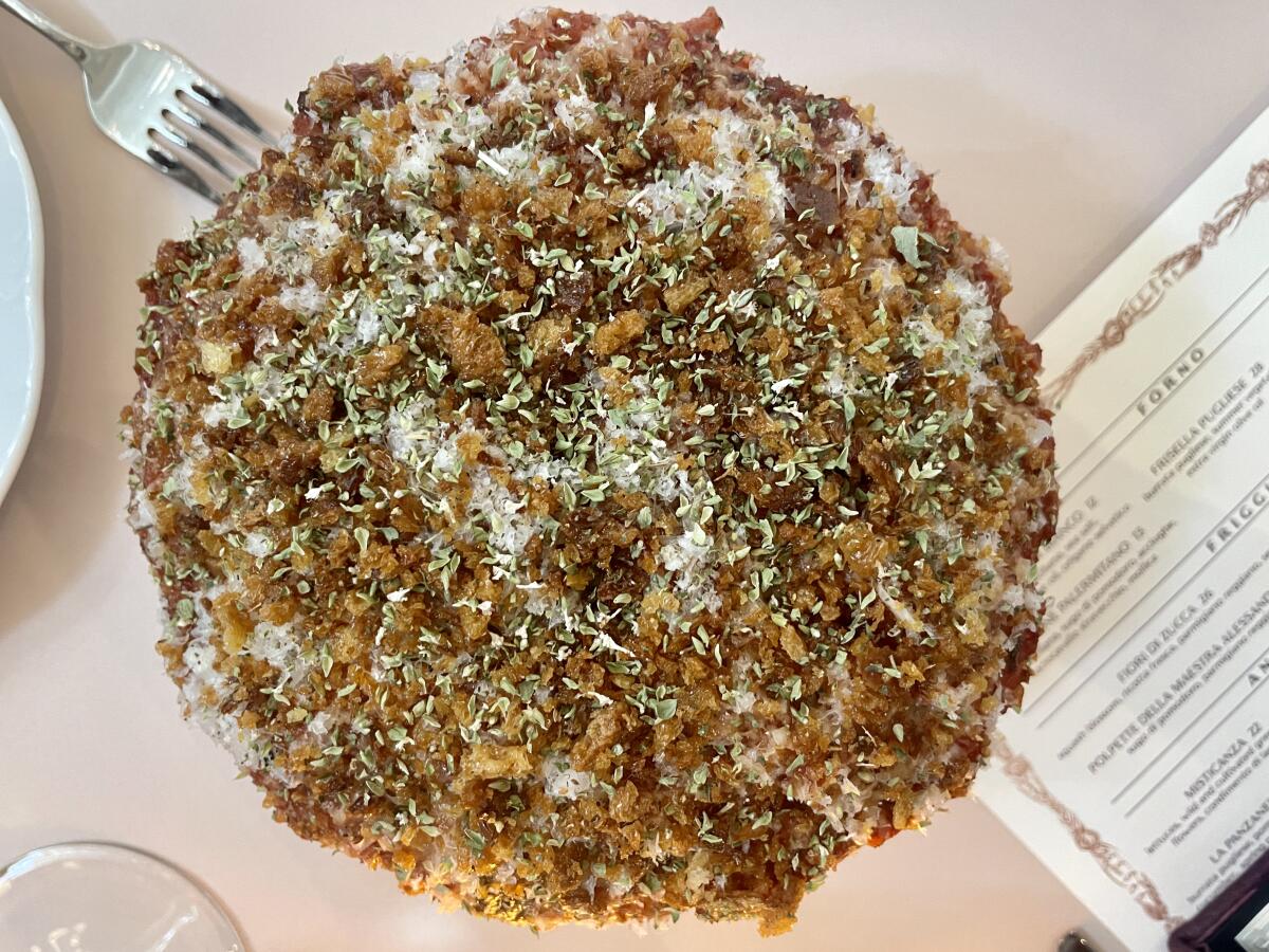 Sfincione Palermitano from Funke restaurant in Beverly Hills.