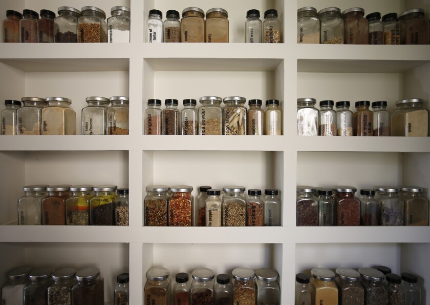 Glass jars are great for storing dry goods.