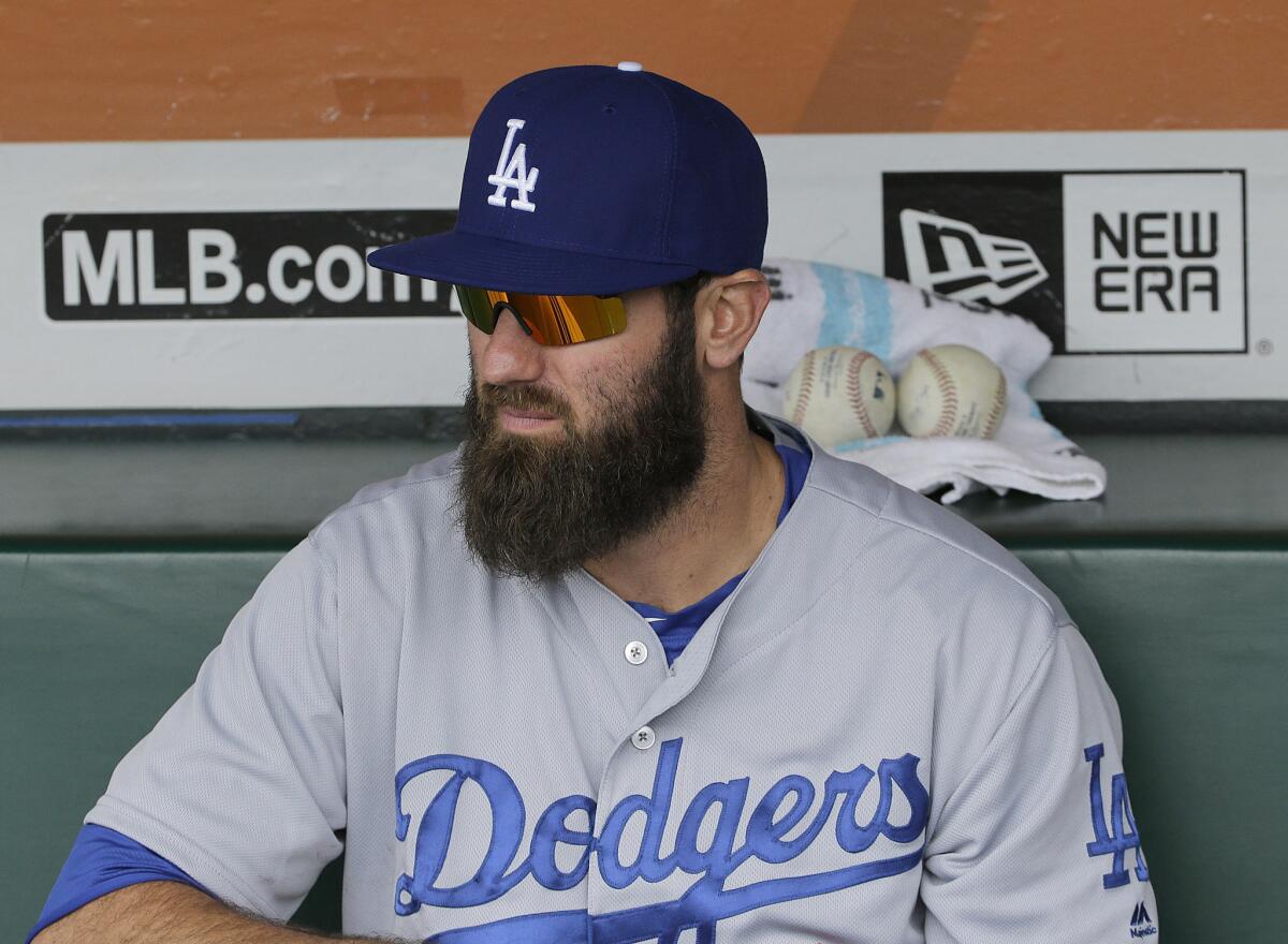 Dodgers outfielder Scott Van Slyke has been placed on the 15-day disabled list.