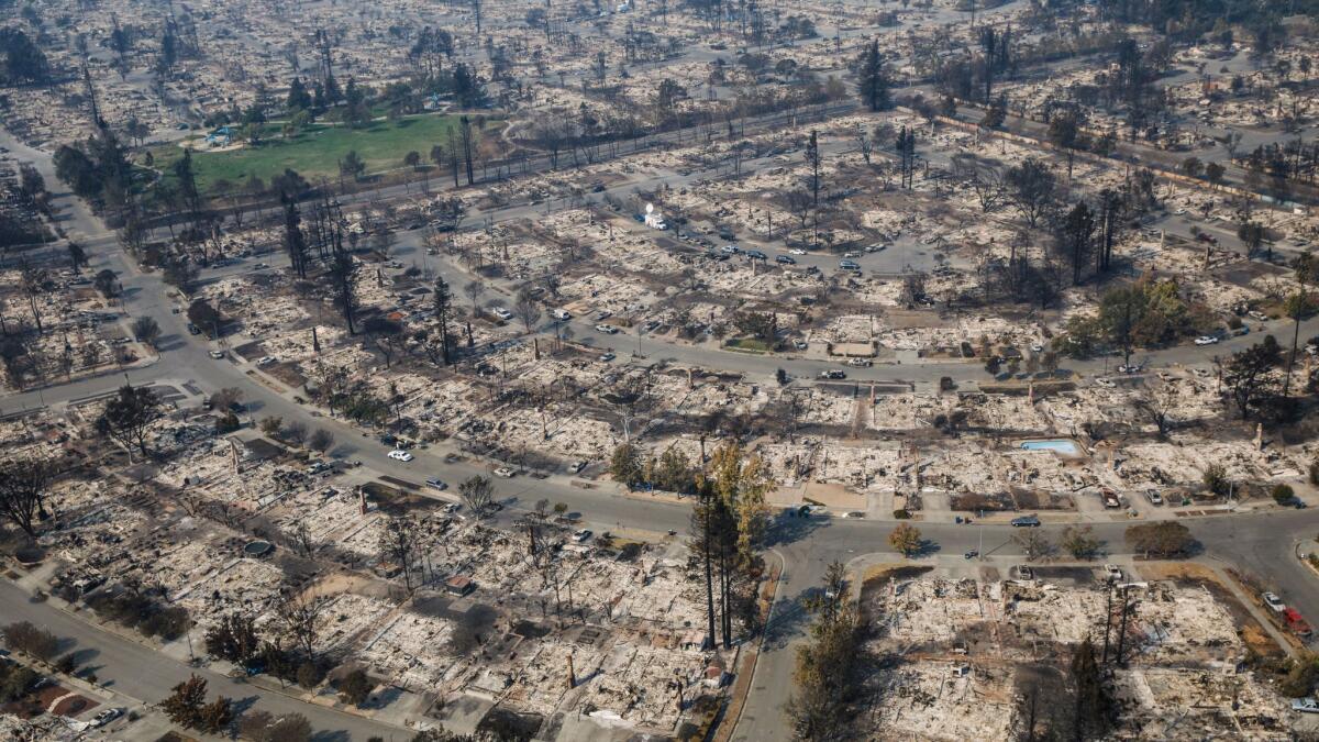 Aerial view of the Coffey Park neighborhood in Santa Rosa, Calif., on Oct. 11.