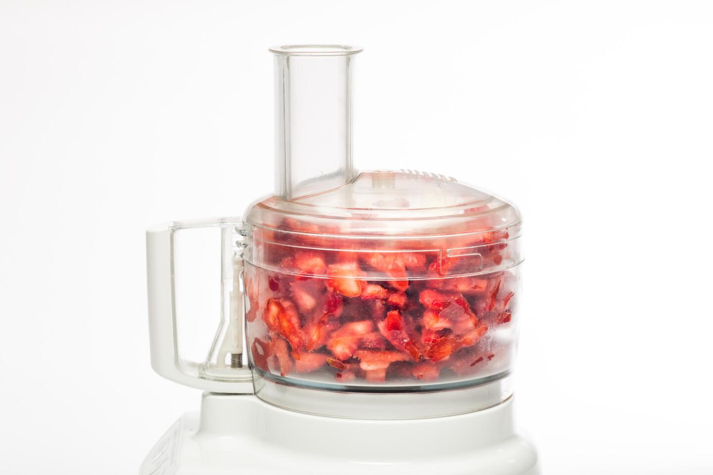 Strawberries in a food processor