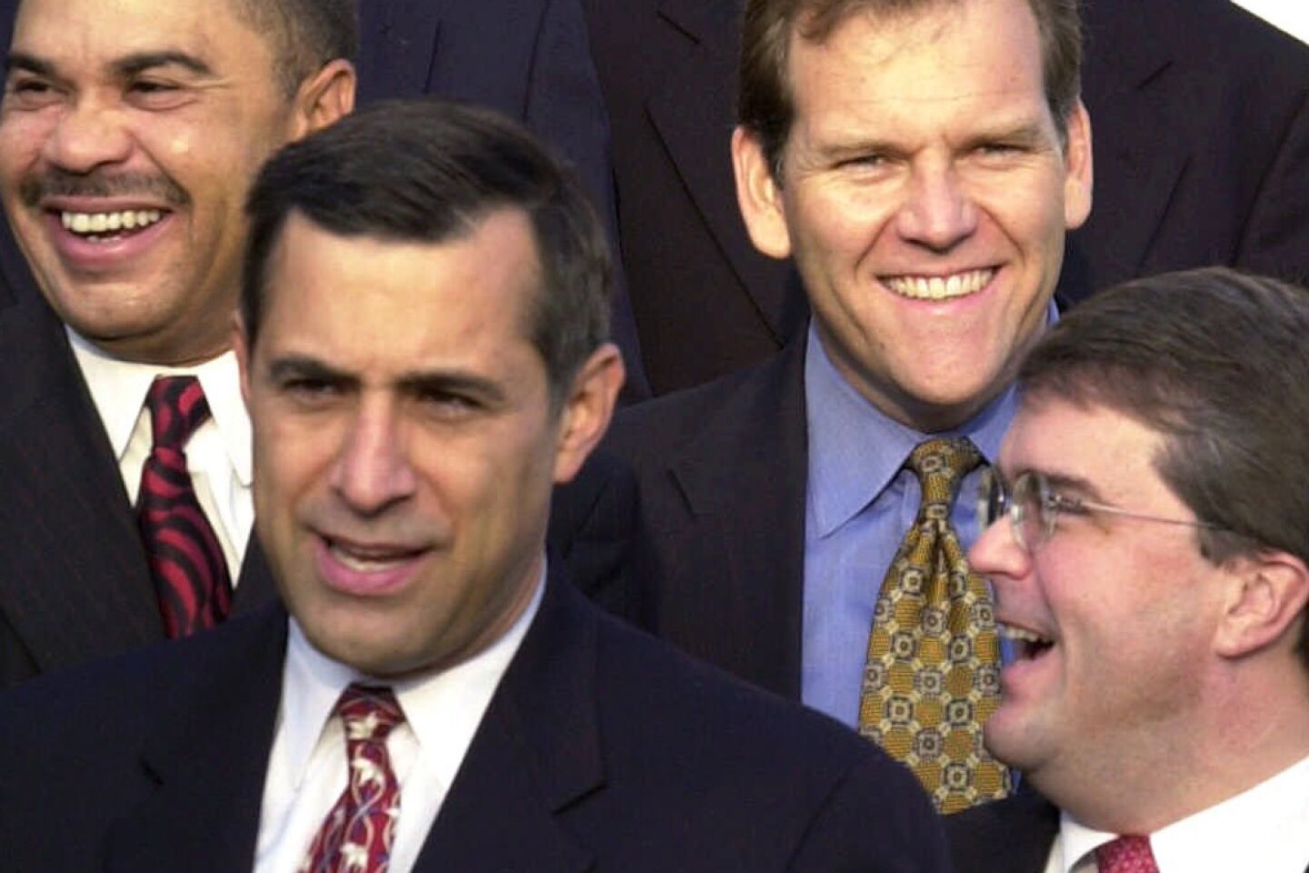 Congressman-elect Darrell Issa (bottom left), a Republican from Vista, and other new representatives assembled on the steps of the nation's Capitol for their formal portrait in November 2000. Two years after his failed Senate run, Issa was elected to the 48th Congressional District, replacing Rep. Ron Packard, R-Carlsbad, who had retired.