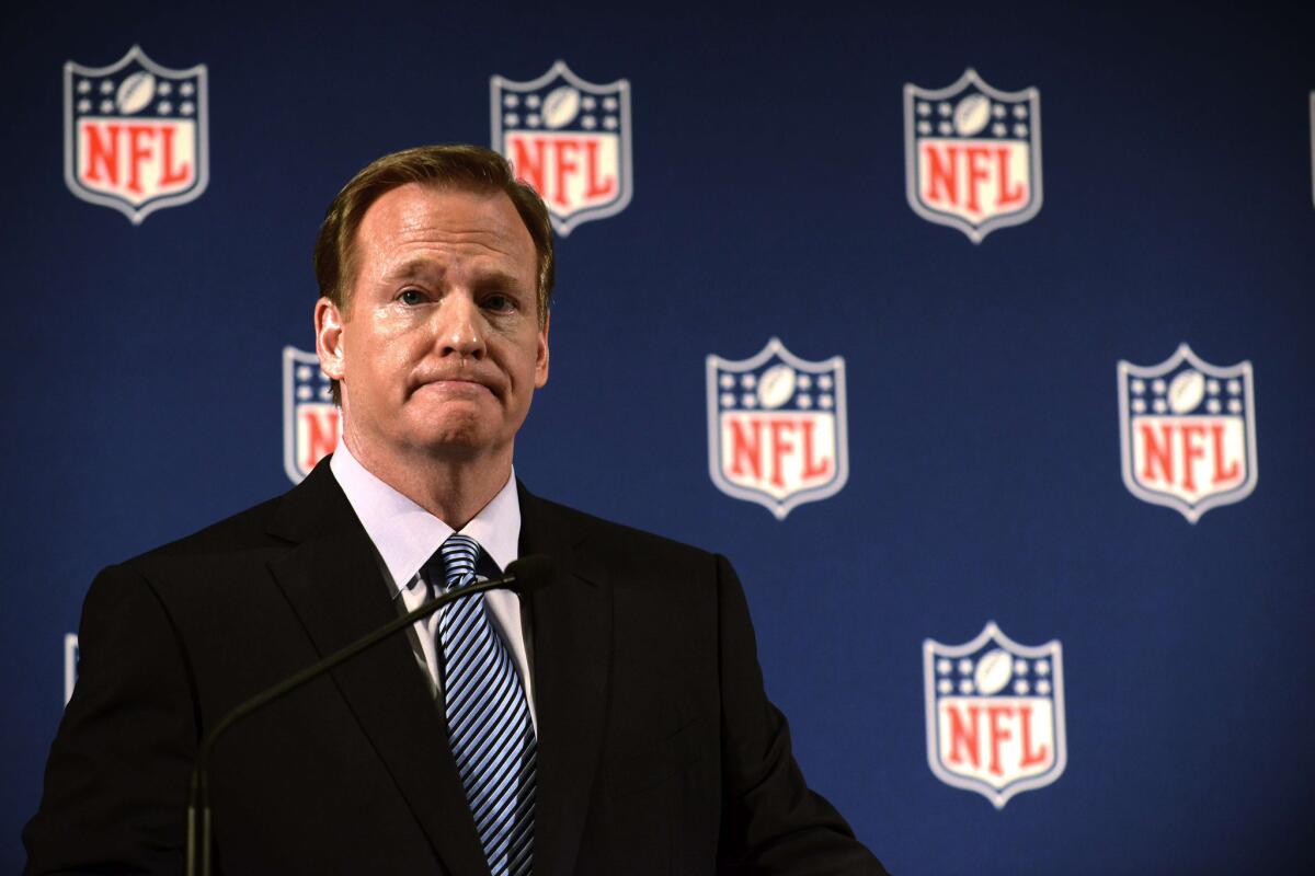 National Football League Commissioner Roger Goodell, addresses the media Sept. 19 about the spousal abuse and child abuse issues affecting the NFL.