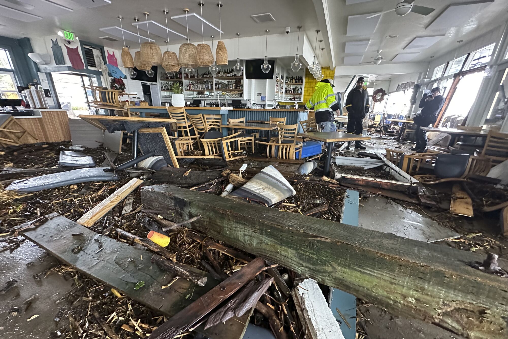 The interior of the restaurant was completely destroyed by the storm