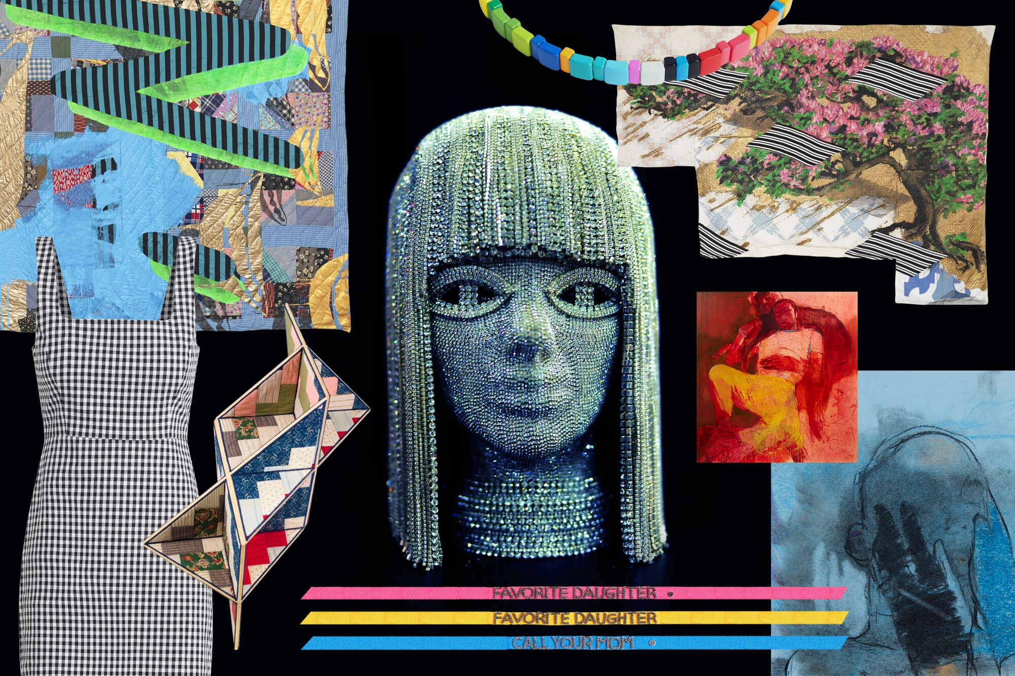 Collage of clothes, sculptures, art in 10 Los Angeles events.