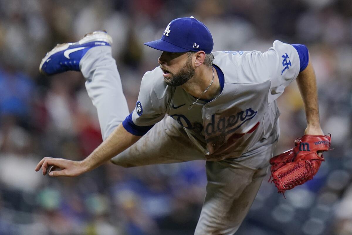 Dodgers relief pitcher Chris Martin throws the ball.