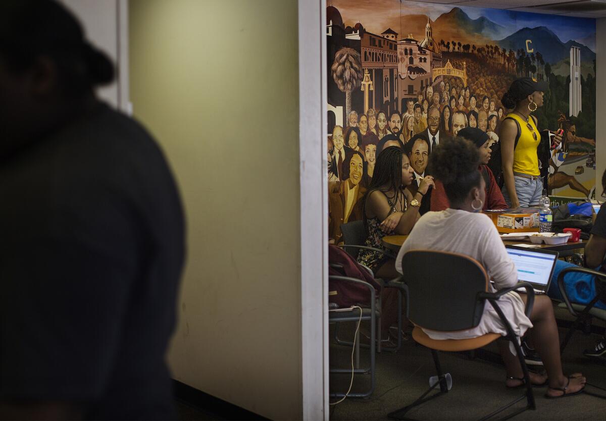 Students in the lounge at the African Student Programs office at UC Riverside.
