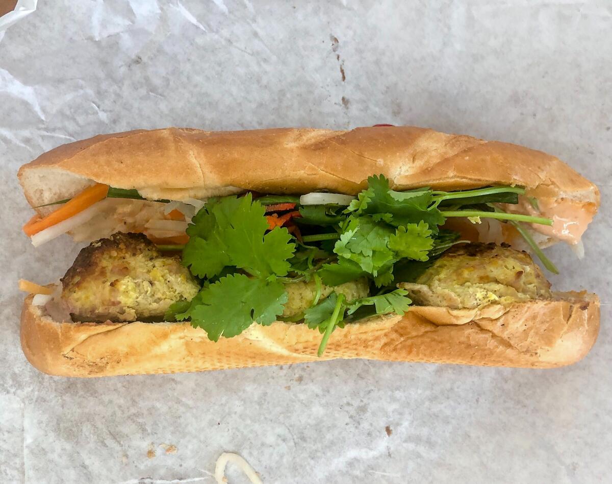 Chicken meatball banh mi at Banh Oui in Hollywood.