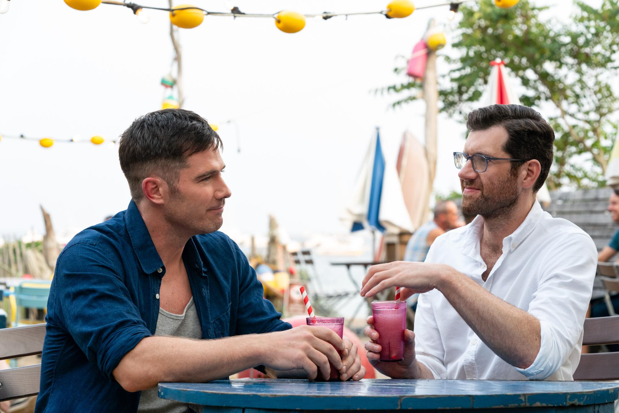 Luke Macfarlane and Billy Eichner in Bros, directed by Nicholas Stoller