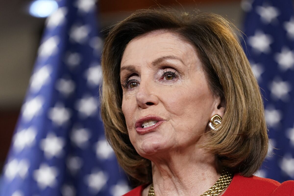 House Speaker Nancy Pelosi speaks during a news conference