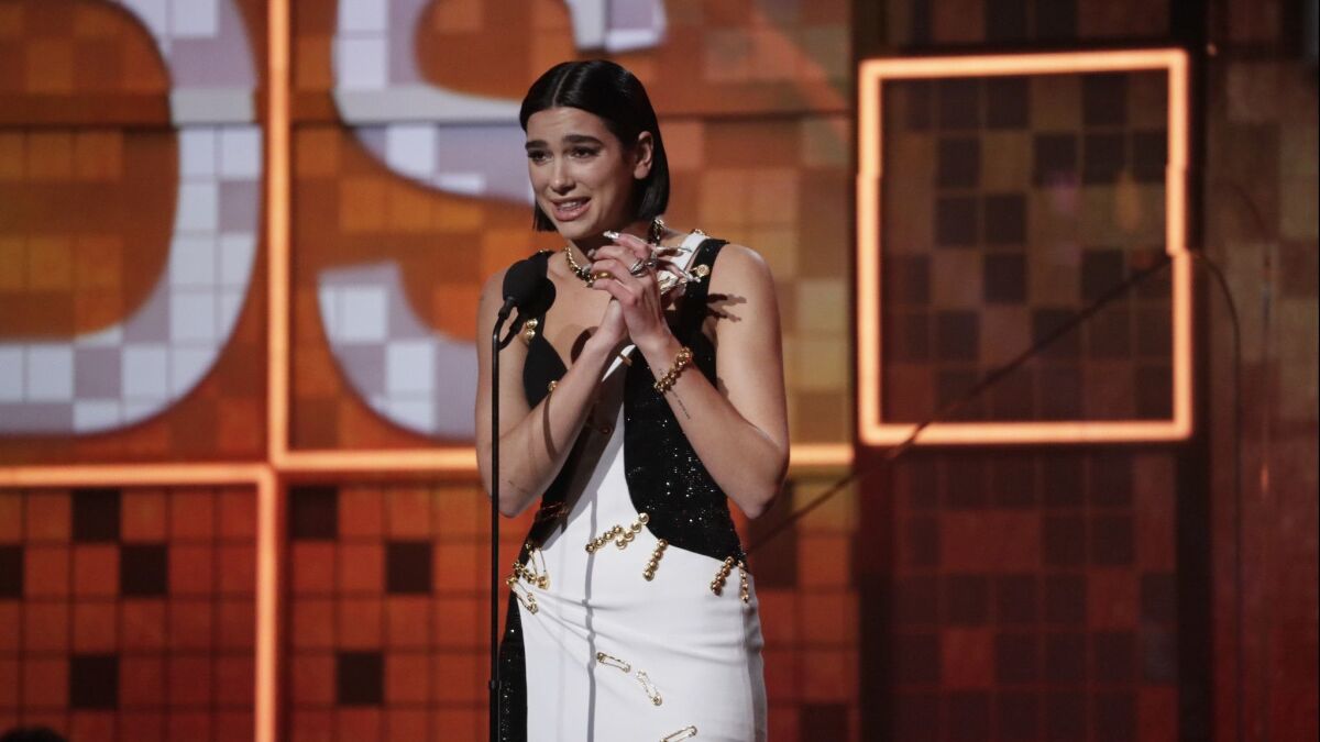 Dua Lipa won best new artist at the 61st Grammy Awards.