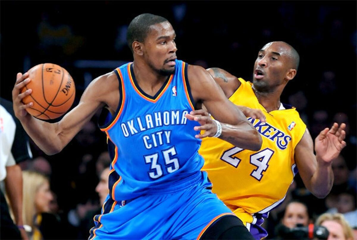 Thunder forward Kevin Durant scored a game-high 42 points against the Lakers on Friday night at Staples Center.