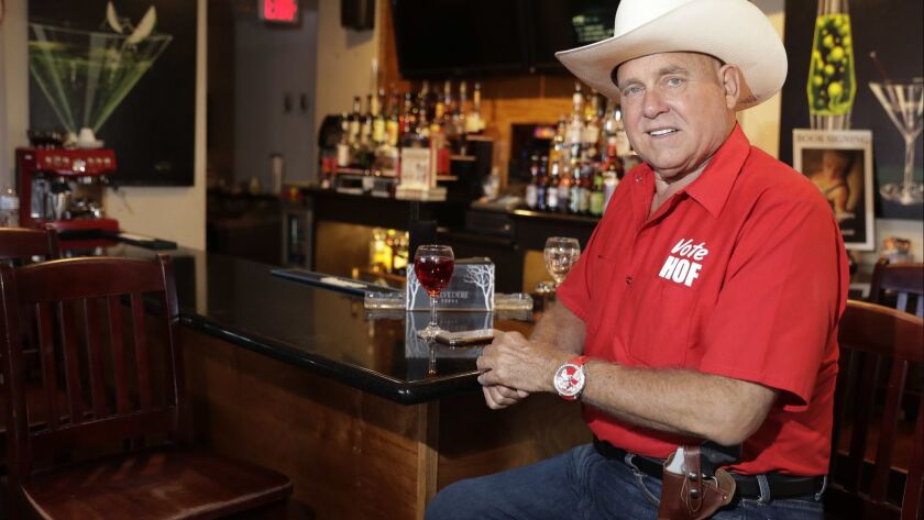 Brothel owner Dennis Hof is pictured at the Love Ranch brothel in May.