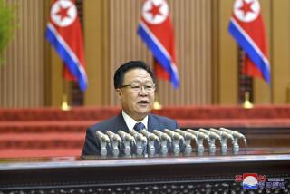 In this photo provided Wednesday, Oct. 9, 2024, by the North Korean government, Choe Ryong Hae, the chairman of the Assembly’s Standing Committee, speaks during the Supreme People’s Assembly in Pyongyang, North Korea. Independent journalists were not given access to cover the event depicted in this image distributed by the North Korean government. The content of this image is as provided and cannot be independently verified. Korean language watermark on image as provided by source reads: "KCNA" which is the abbreviation for Korean Central News Agency. (Korean Central News Agency/Korea News Service via AP)