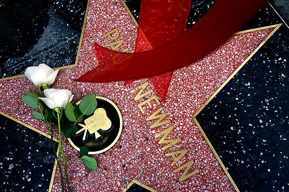 Flowers were left on the Hollywood star of actor Paul Newman. The legenary star of "The Hustler," "Cool Hand Luke" and "Butch Cassidy and the Sundance Kid" died of lung cancer at his home in Connecticut.