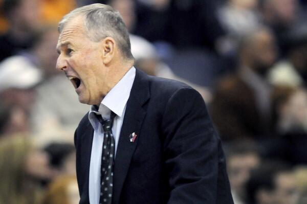 UConn Head Coach Jim Calhoun screams