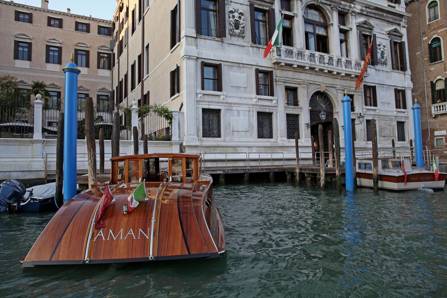 The exterior of the seven-star Aman Canal Grande hotel in Venice, Italy. The George Clooney-Amal Alamuddin wedding is expected to happen hre Saturday night.
