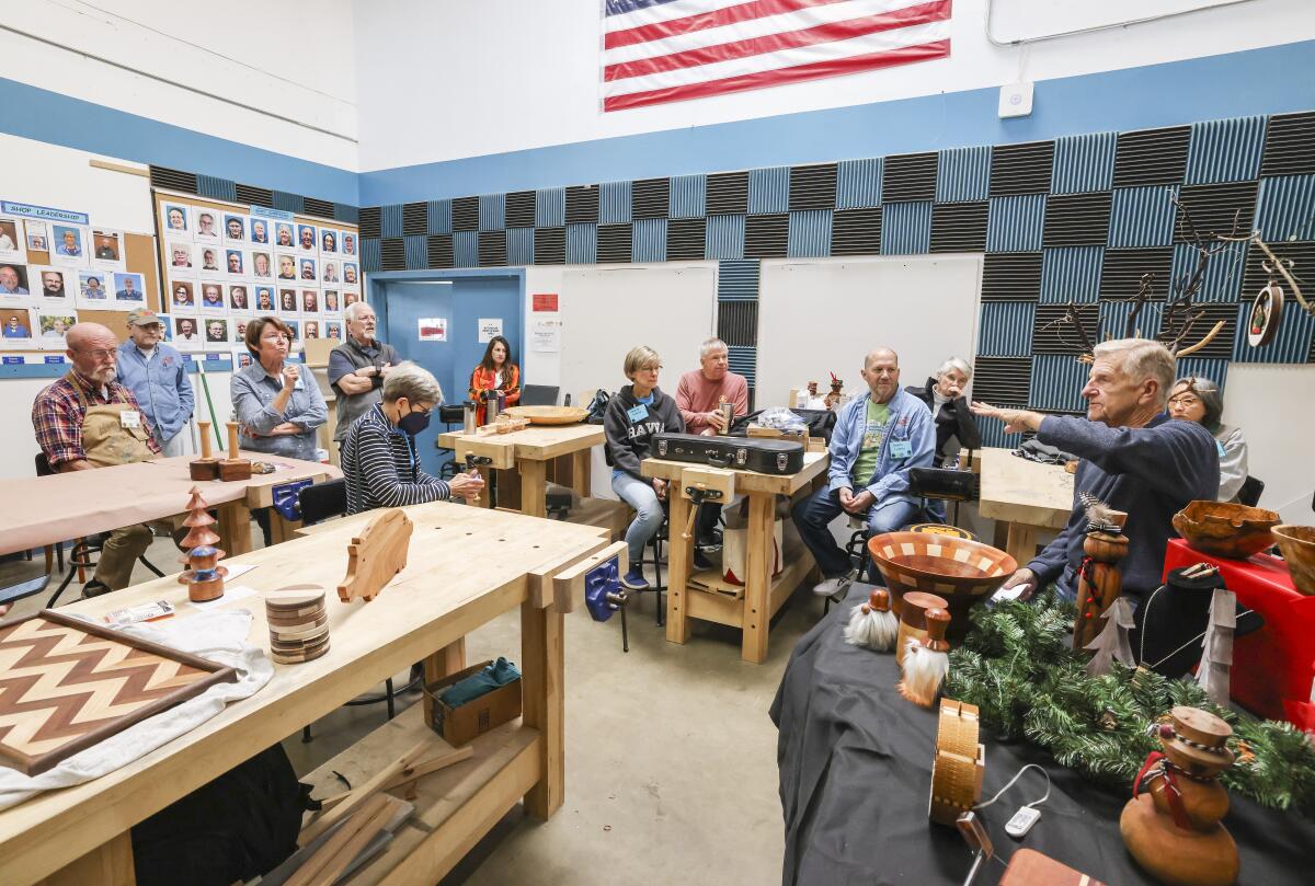 Members get together at the San Diego Fine Woodworkers Association.