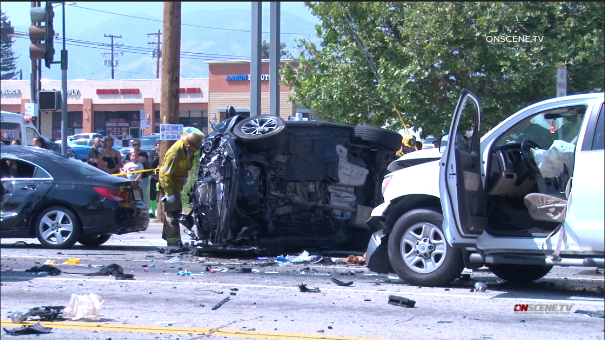 A multi-car crash in San Bernardino on Sunday injured seven people.