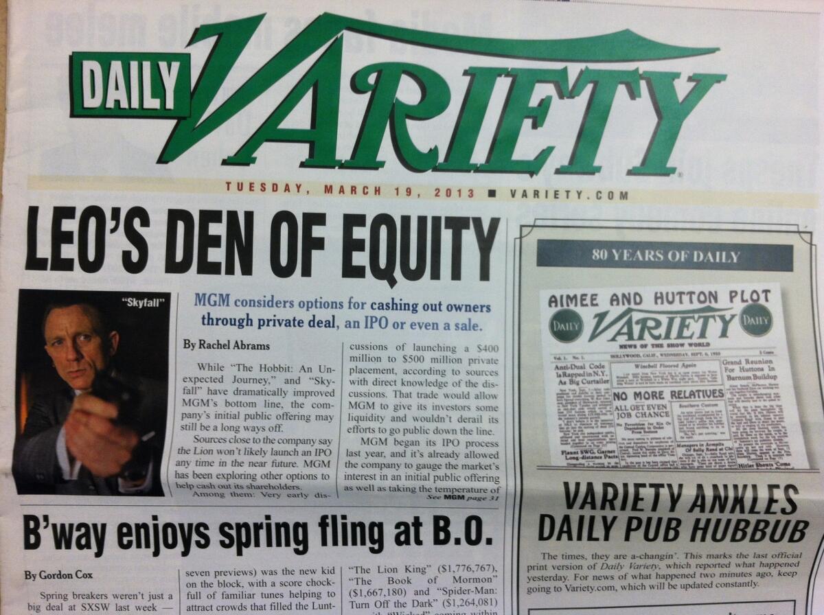 Daily Variety ends its print publication today.