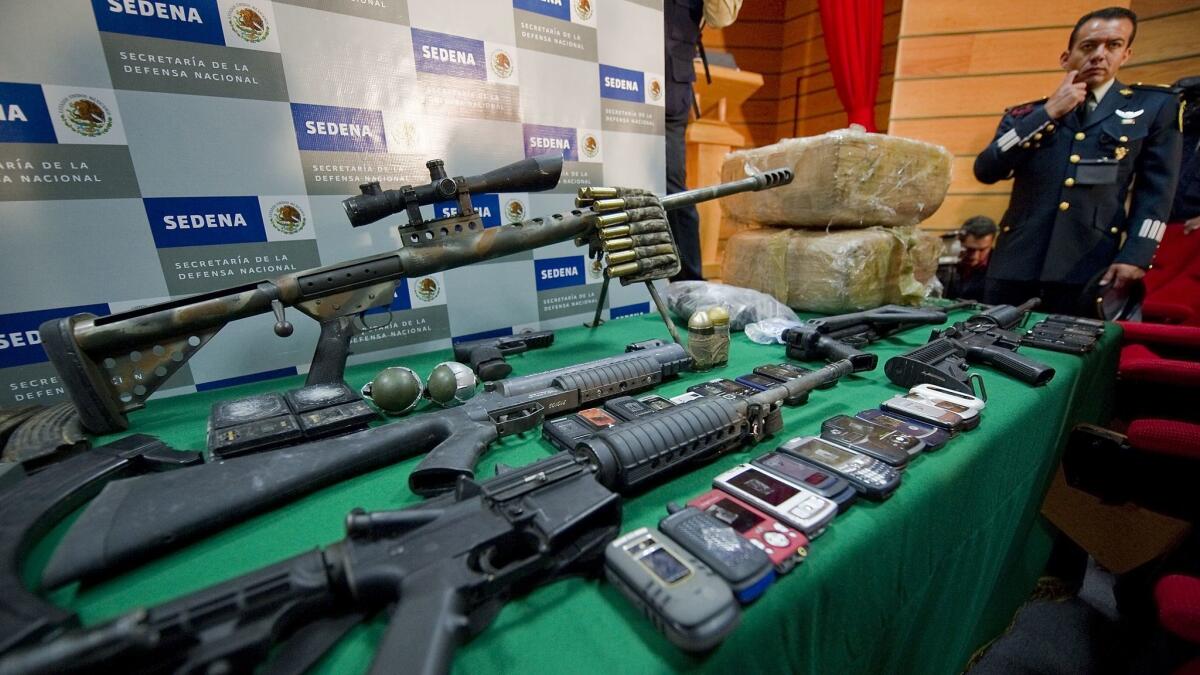 Weapons seized by Mexican police from the Zetas drug cartel in 2010. Mexican authorities said they arrested the head of the cartel this week.
