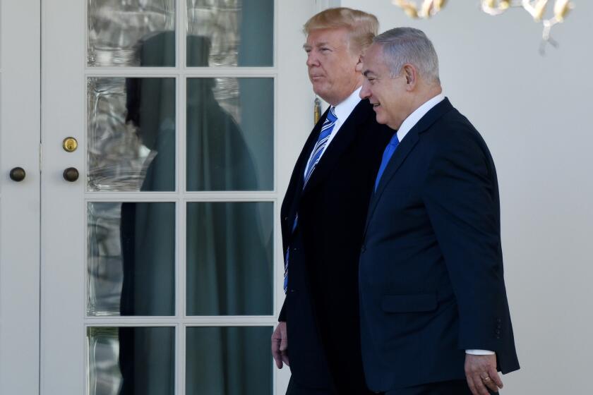 WASHINGTON, DC - MARCH 5: (AFP OUT) U.S. President Donald Trump (L) and Israel Prime Minister Benjamin Netanyahu walk outside the Oval Office of the White House March 5, 2018 in Washington, DC. The prime minister is on an official visit to the US until the end of the week. (Photo by Olivier Douliery-Pool/Getty Images) ** OUTS - ELSENT, FPG, CM - OUTS * NM, PH, VA if sourced by CT, LA or MoD **