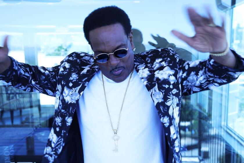 GRANADA HILLS, CA - JUNE 26, 2018 - Veteran R&B singer Charlie Wilson dances to the sound of his music that plays over over speakers at his home in Granada Hills on June 26, 2018. Wilson, the former lead singer for The Gap Band, has two shows coming up at the Hollywood Bowl on August 3 and 4. (Genaro Molina/Los Angeles Times)