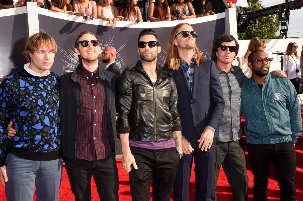 The members of Maroon 5 attend the MTV Video Music Awards last month at the Forum in Inglewood.