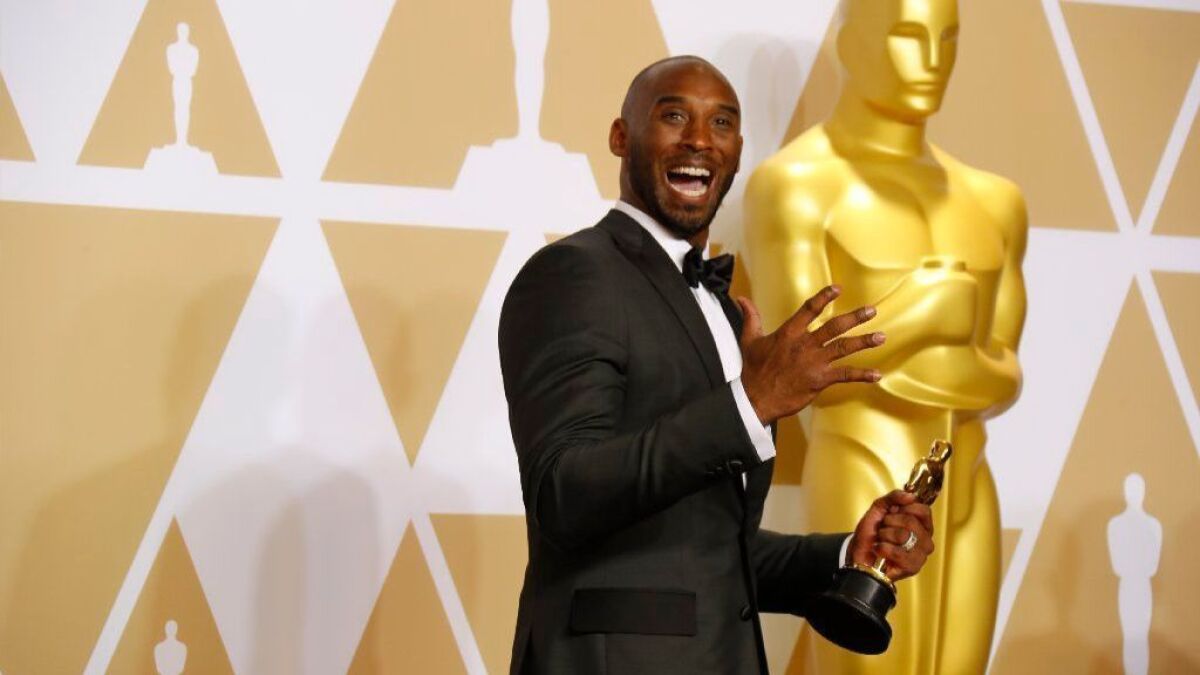 Kobe Bryant won the Oscar for animated short film for "Dear Basketball," at the 90th Academy Awards on March 4, 2018.
