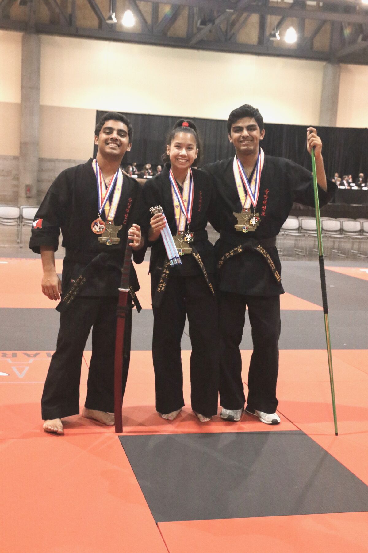 Bishop's School students Advay Chandra, Grace Dabir and Aarav Chandra are tae kwon do medalists.