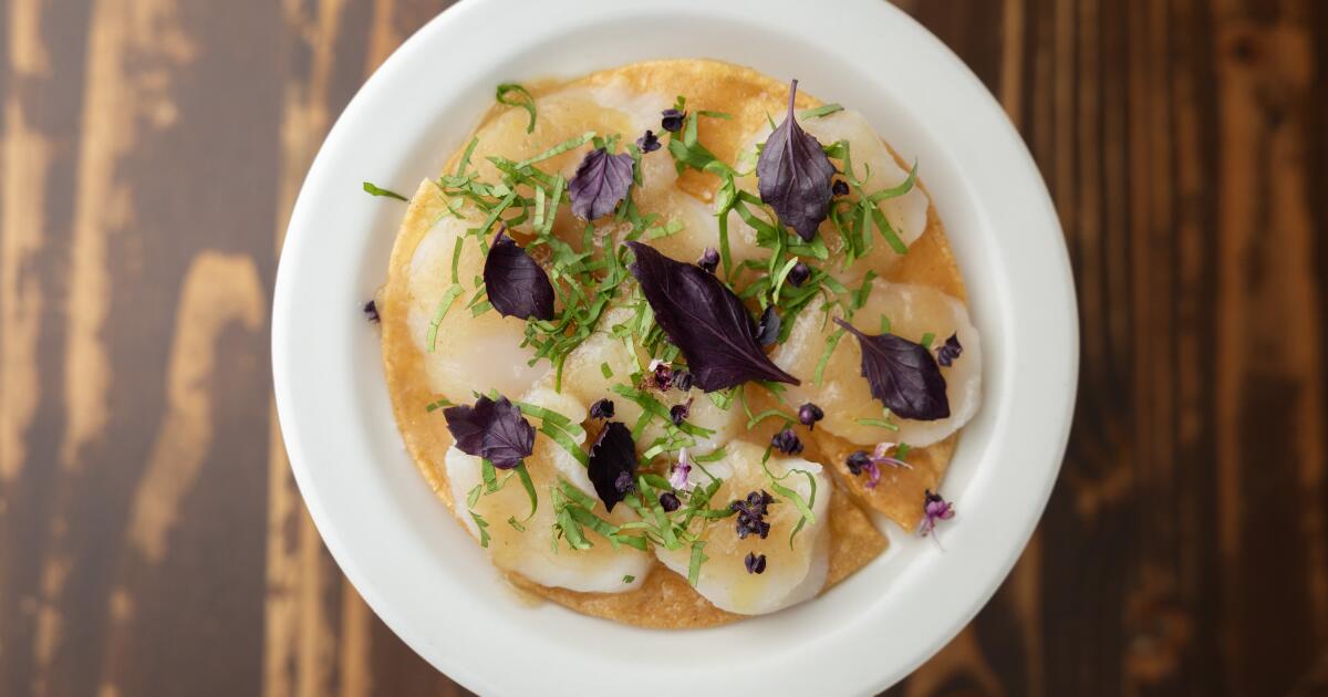 Found Oyster's Scallop Tostadas with Yuzu-Apple Vinaigrette
