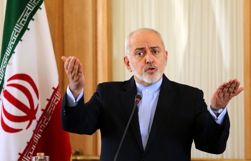 Iranian Foreign Minister Mohammad Javad Zarif speaks at a news conference in Tehran on Feb. 5.