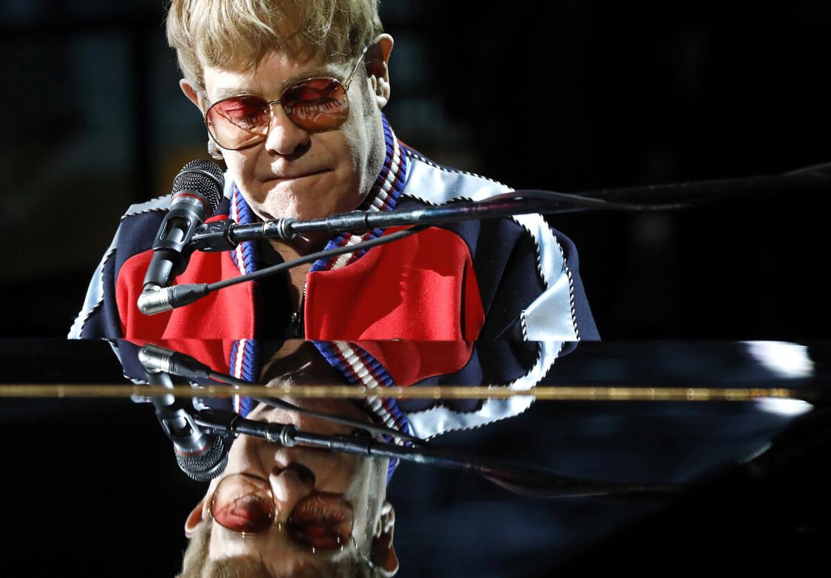 Elton John at the piano in 2018 in New York.