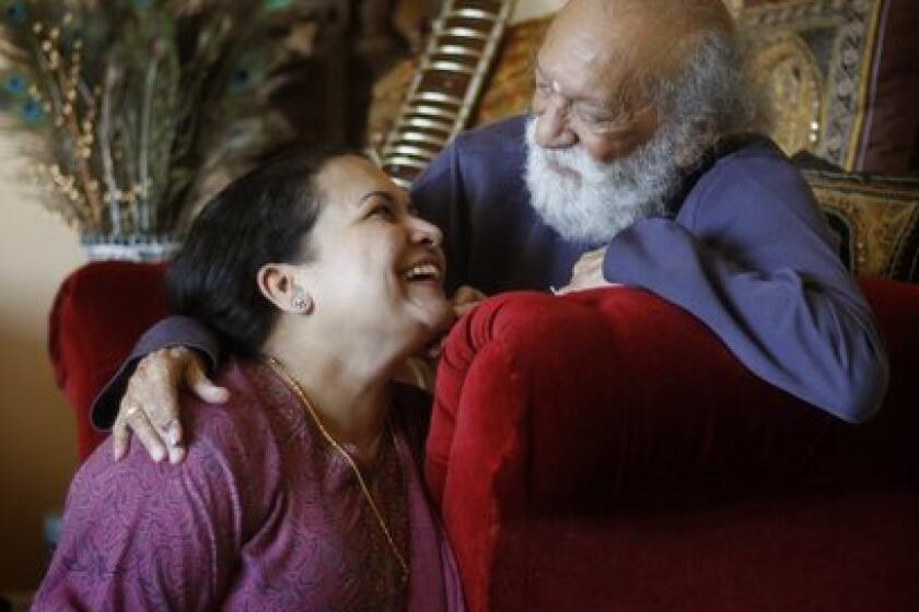 Ravi Shankar at his U.S. home in Encinitas, with his wife Sukaya Shankar on March 12, 2012.