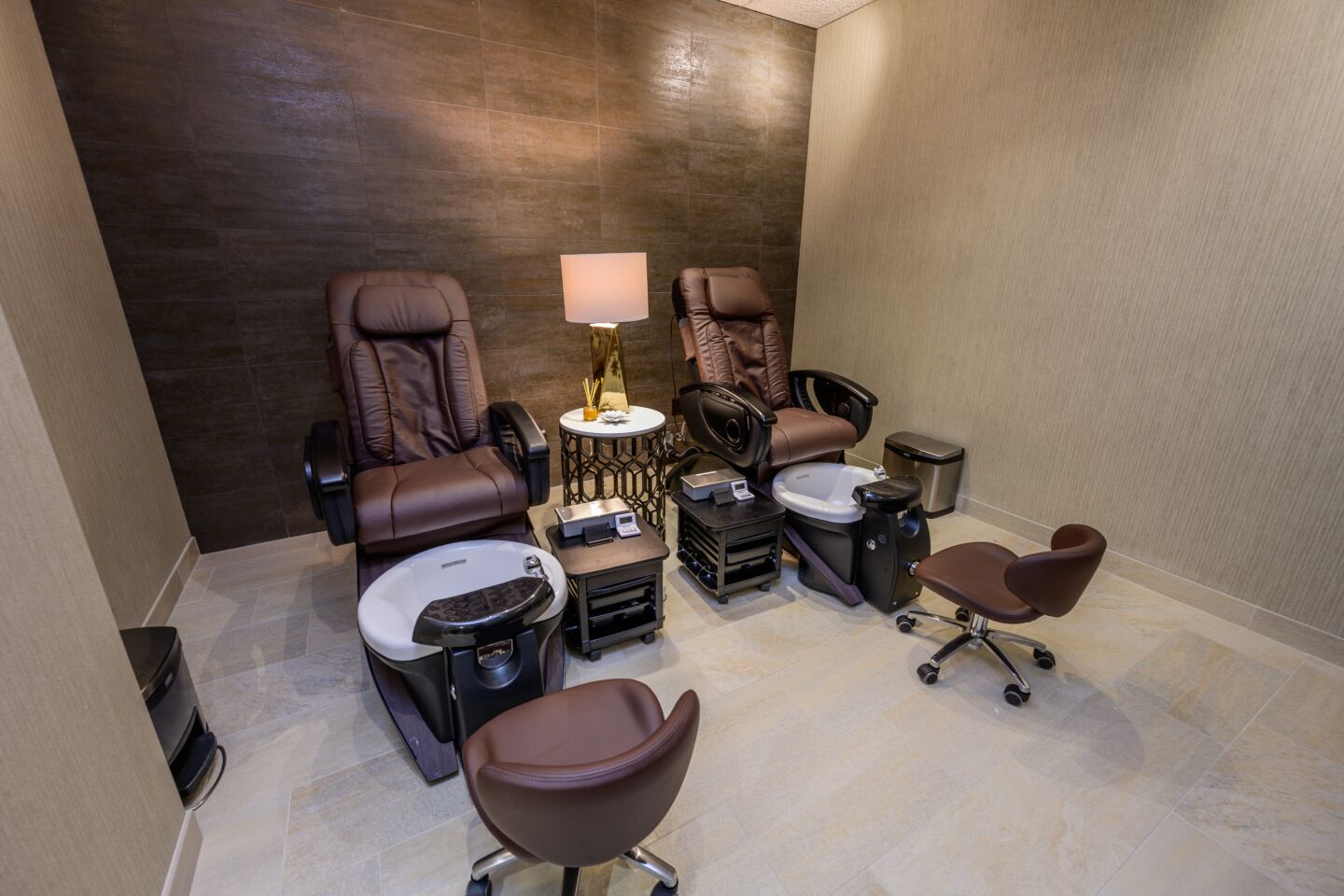 The spa offers many services, such as manicures and pedicures.