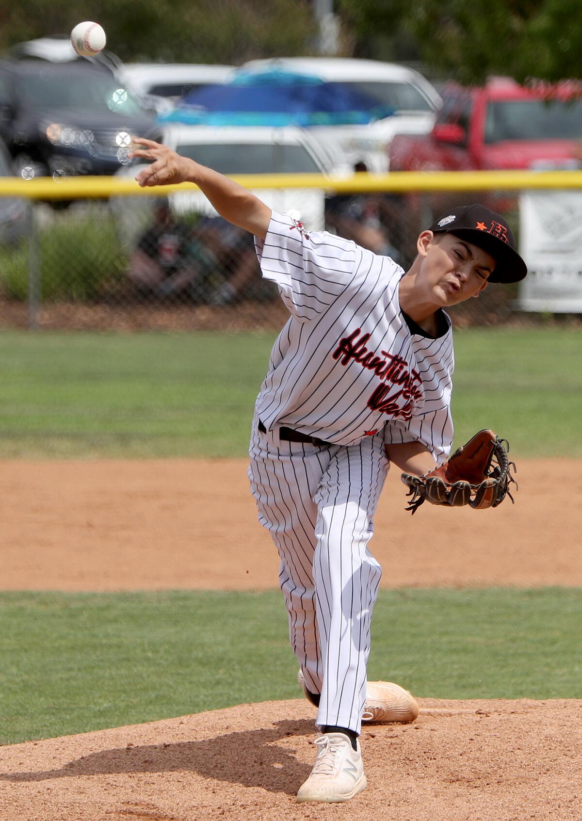 Huntington Valley Little League starter Jonas Hart pitches against Villa Park in the Southern California state tournament