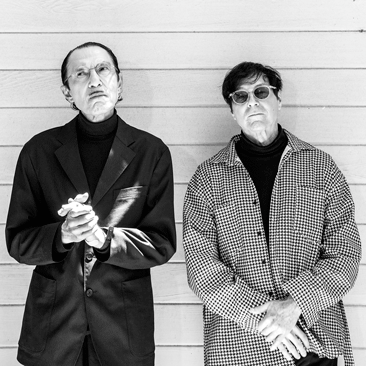 An animated GIF of the Sparks pop duo — brothers Ron and Russell Mael.