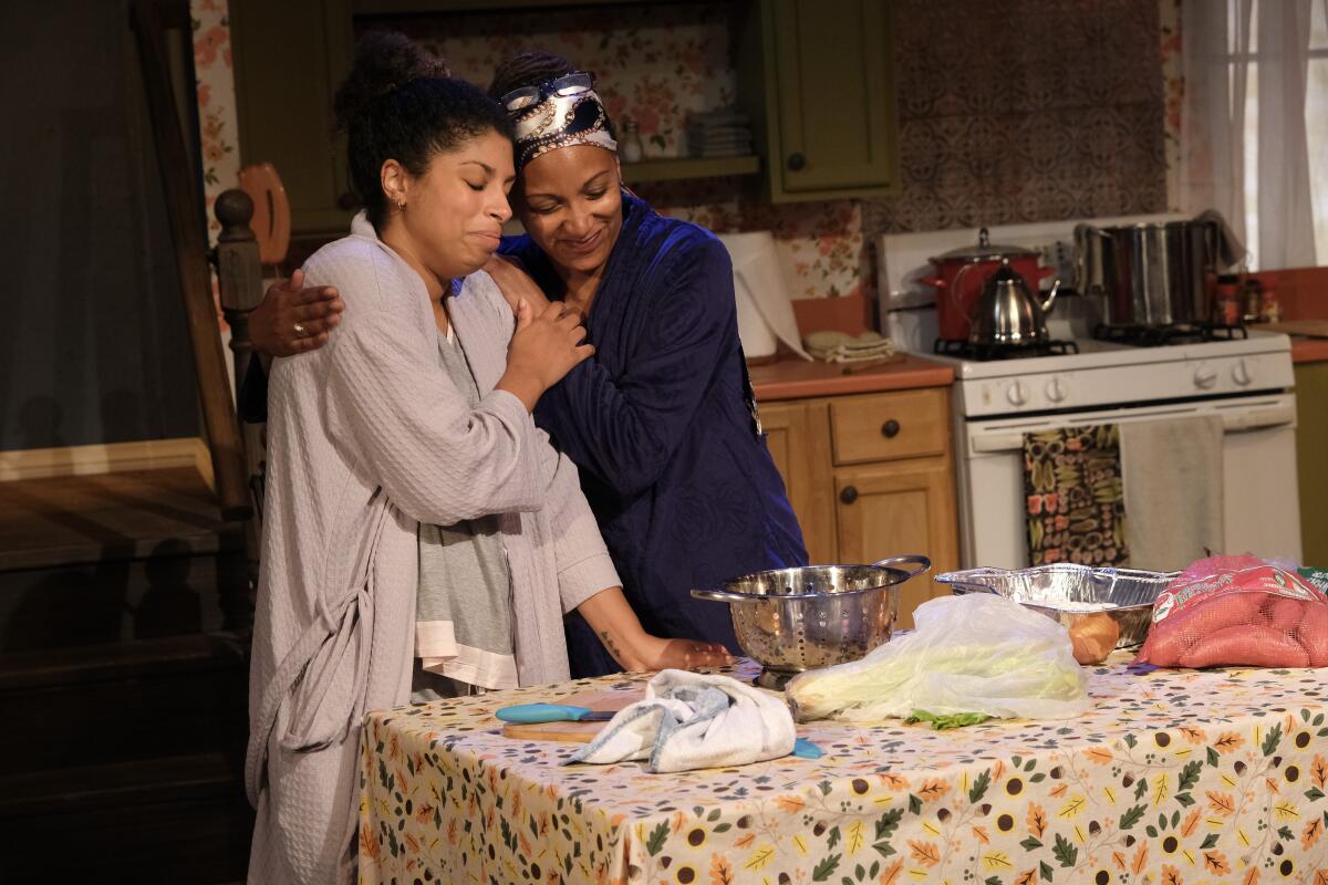 Danielle Bunch, left, as Lillian and Marti Gobel as Mama in "Stew."