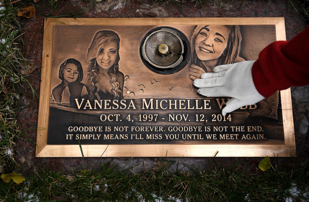 Vanessa Webb’s grave marker.