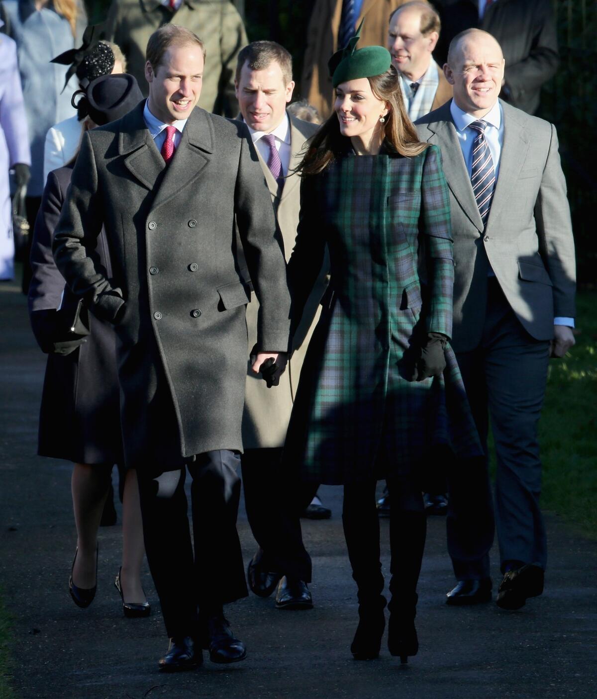 Prince William, duke of Cambridge and Catherine, duchess of Cambridge, arrive for the Christmas Day service at Sandringham on Wednesday in King's Lynn, England.