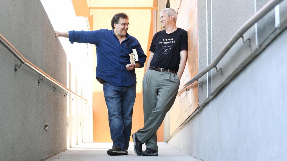 Film director Rodrigo García, left, son of Gabriel García Márquez, with David Kipen of Libros Schmibros.