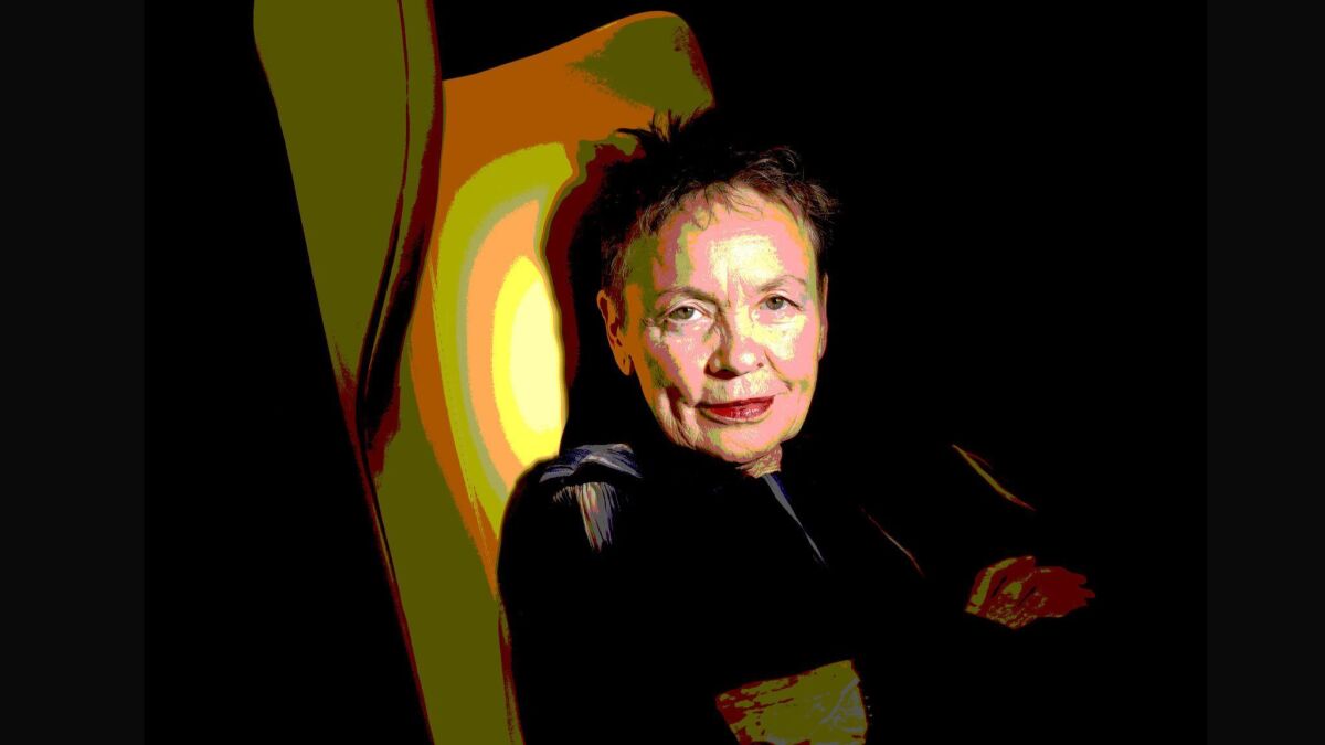 Photo illustration: Performance artist Laurie Anderson at her home in Manhattan in March.