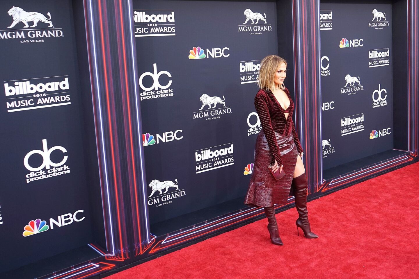 Jennifer Lopez on the red carpet for the 2018 Billboard Music Awards.